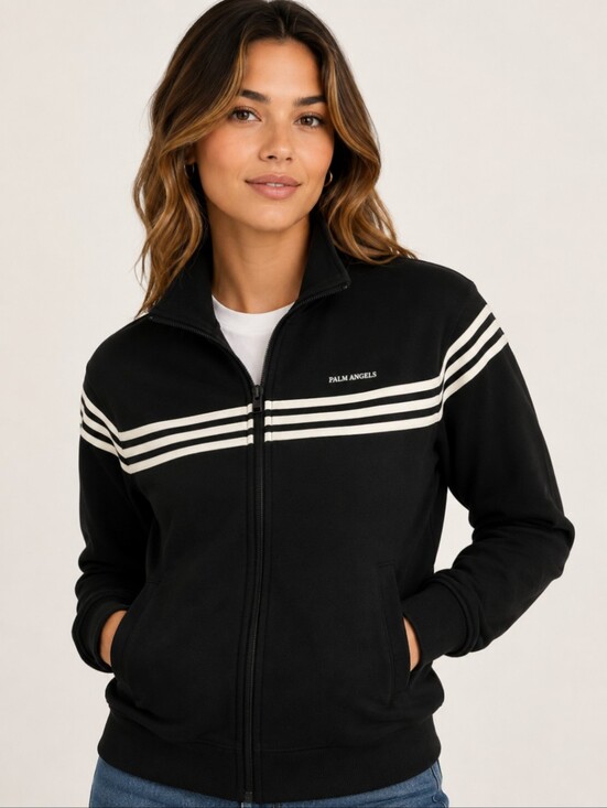 adidas Jackets & Blazers - Adidas cotton blend Preppy zip front white stripes Black Track Jogger Jacket S